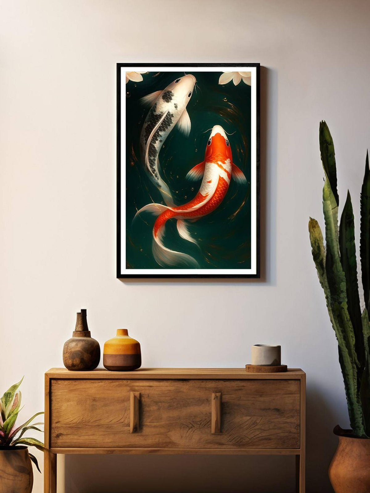 999Store Yin Yang Koi Fish Canvas Box Fiber Painting
