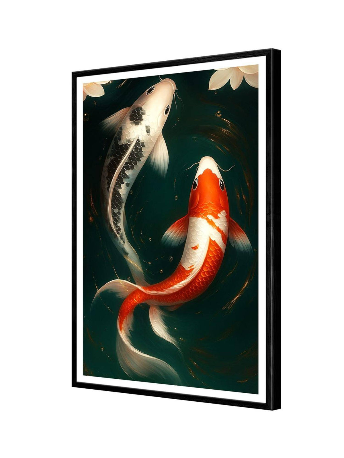 999Store Yin Yang Koi Fish Canvas Box Fiber Painting