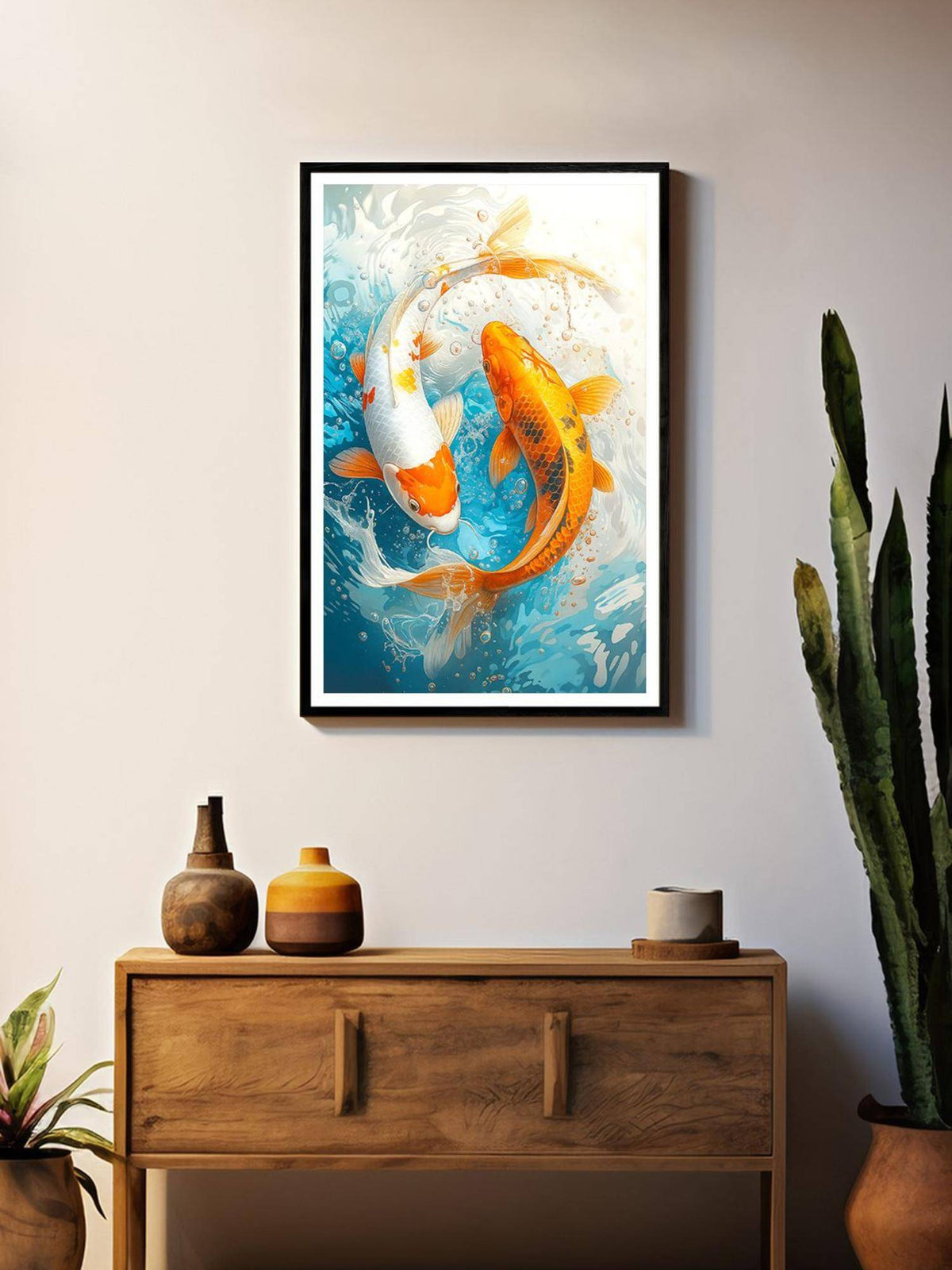 999Store Multi-Color Koi Fish Splash Art Canvas Painting
