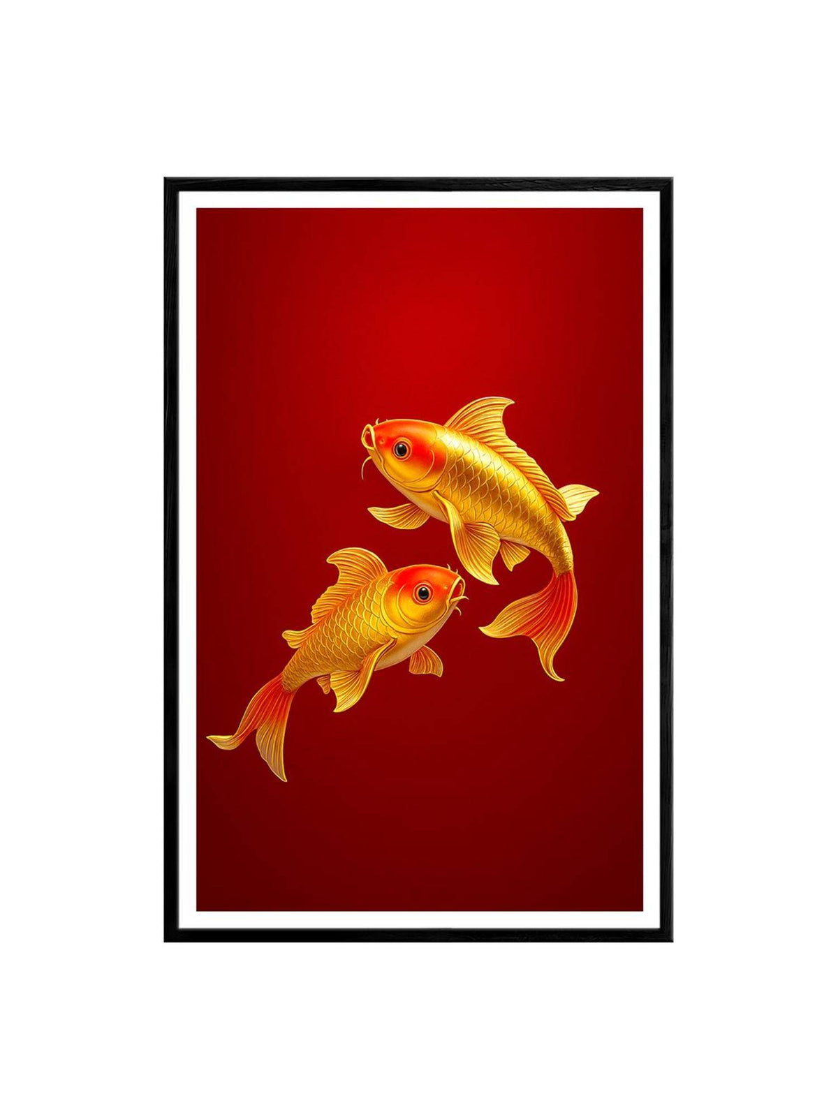999Store Twin Golden Koi Fish Red Background Painting