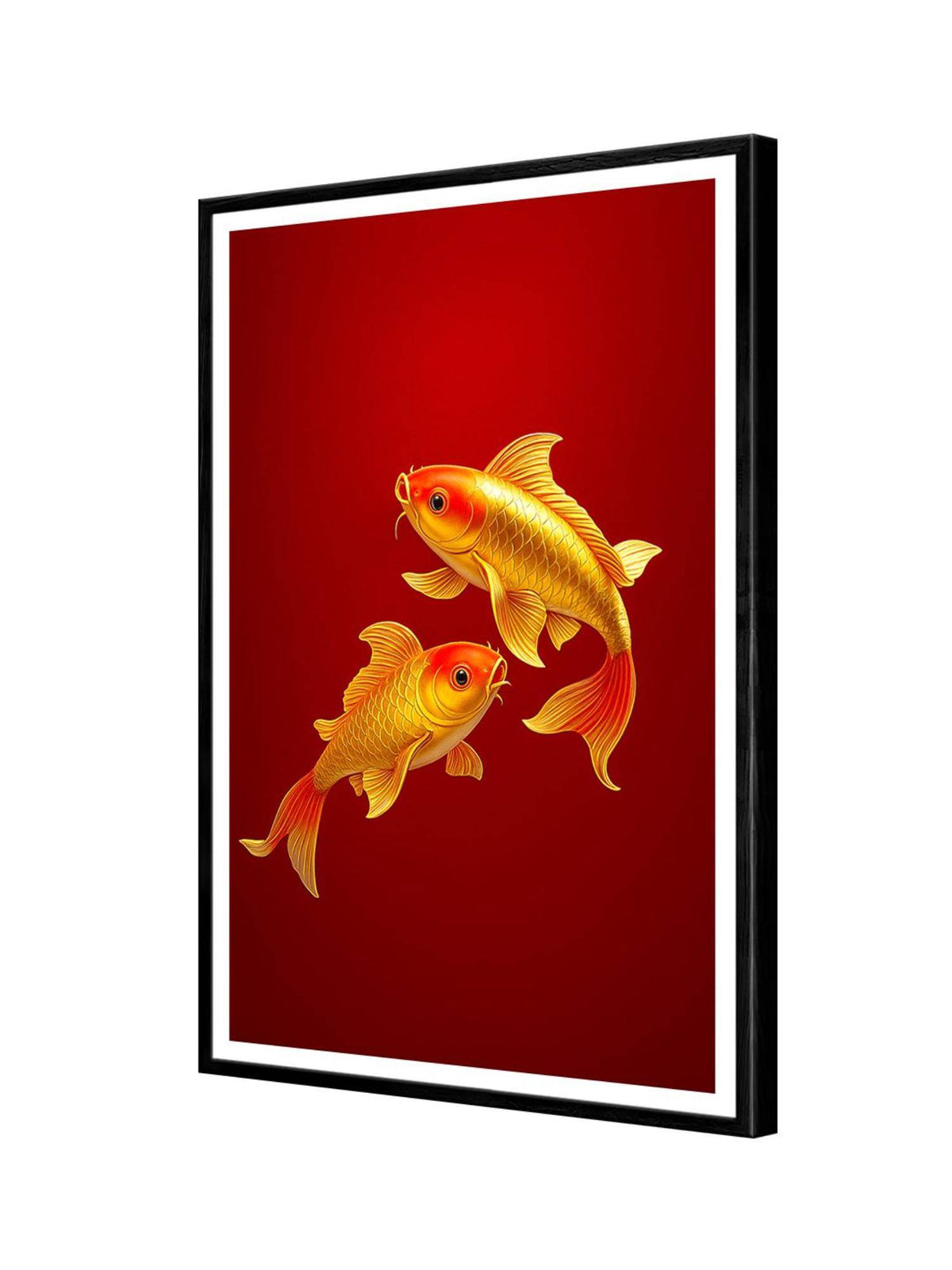 999Store Twin Golden Koi Fish Red Background Painting