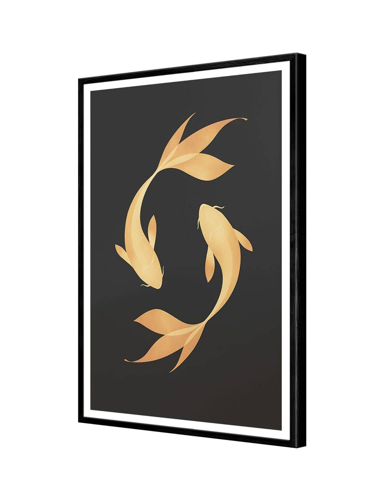 999Store Minimalist Gold Koi On Black Canvas Painting