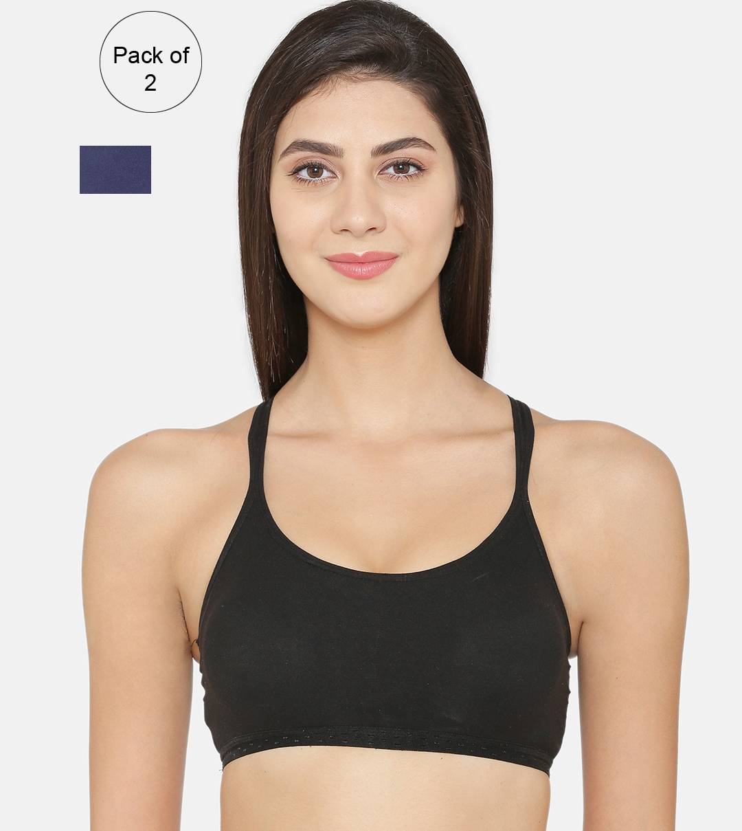 Abelino Pack of 2 Stylist Back Cotton Bras - Multi-Color (30B) · 30B