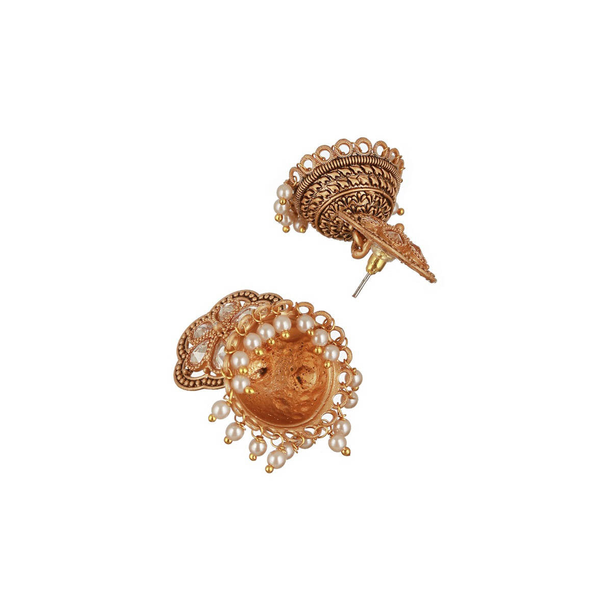 Aatmana Gold-Toned Dome Shaped Jhumkas Earrings