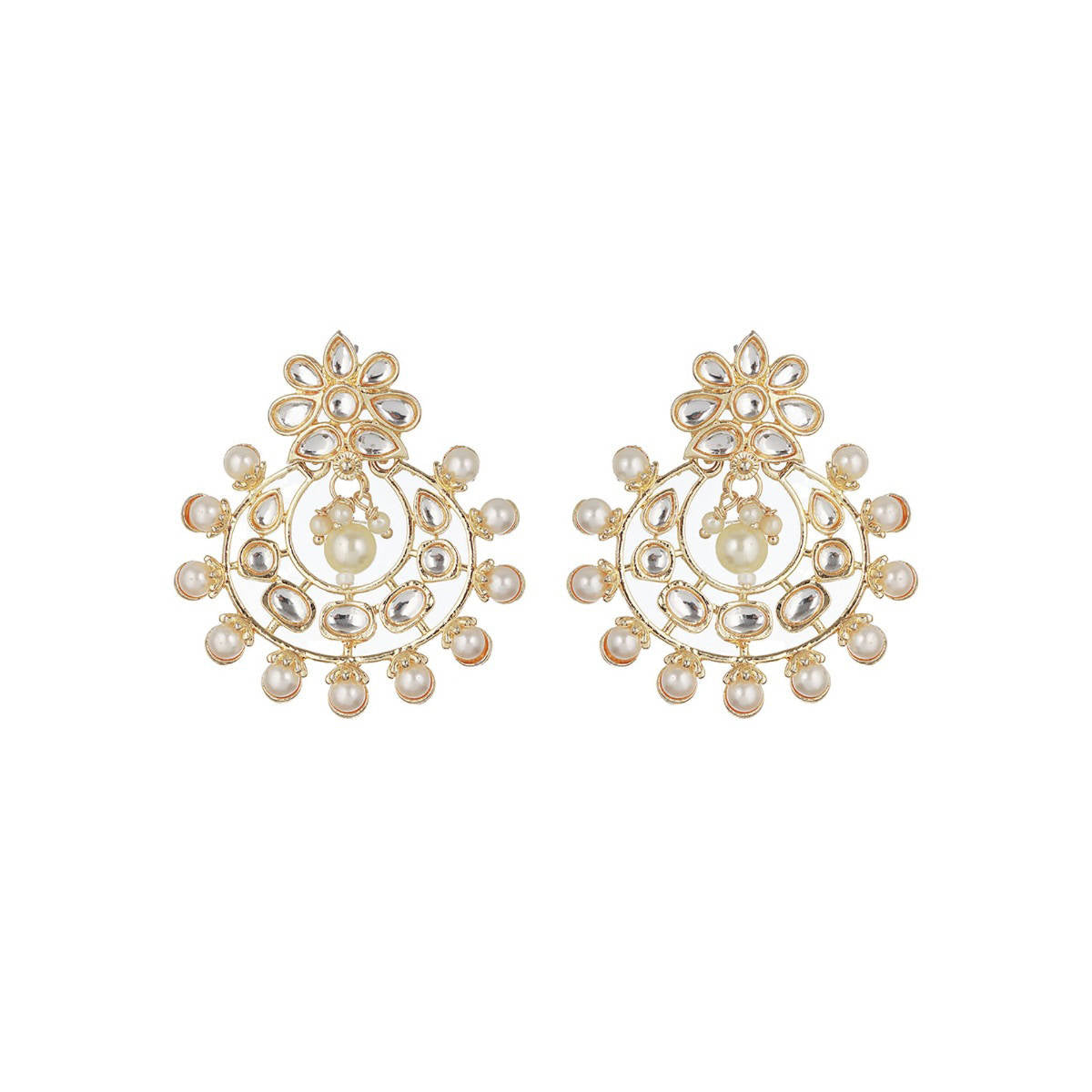 Aatmana Gold-Plated and White Crescent Shaped Chandbalis