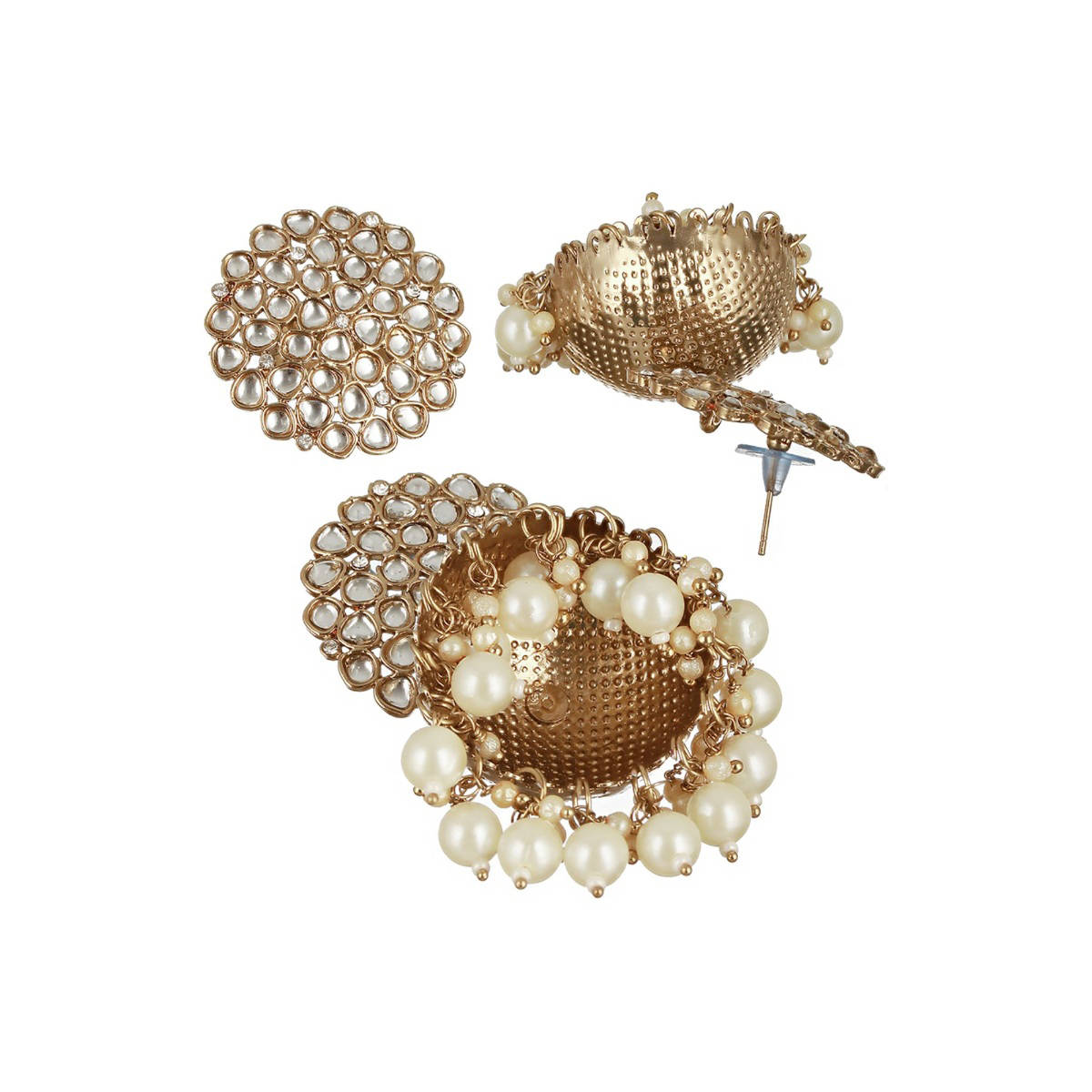 Aatmana Gold-Plated White Kundan Studded and Beaded Antique Jewellery Set