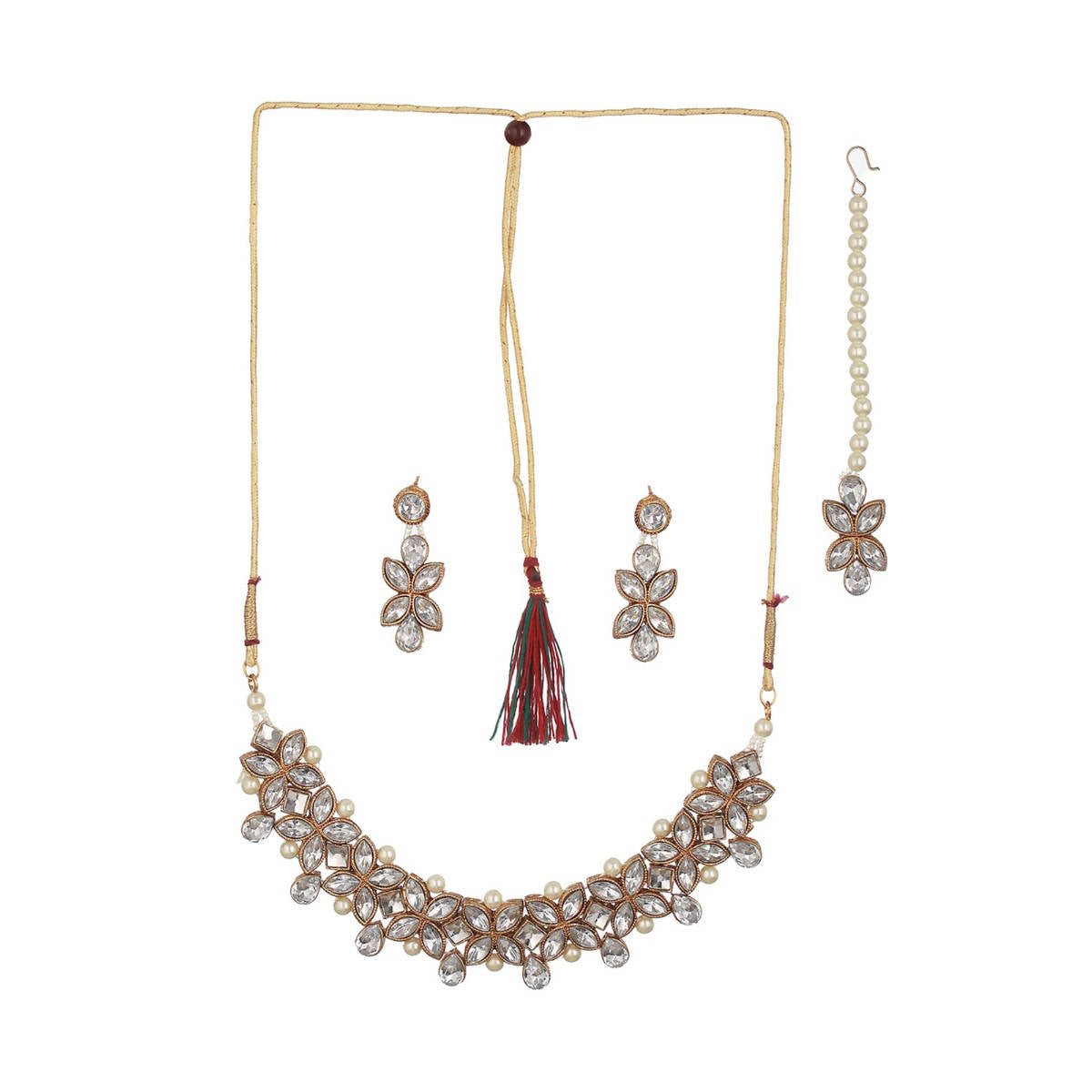 Aatmana Traditional Stone Studded and Pearls Jewellery Set