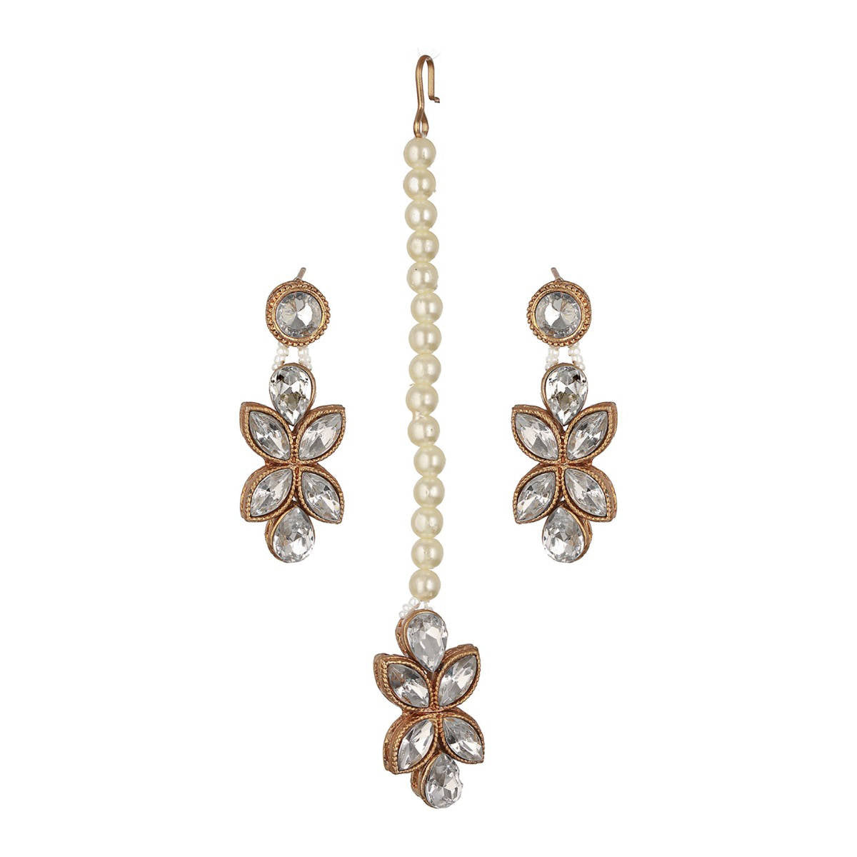 Aatmana Traditional Stone Studded and Pearls Jewellery Set