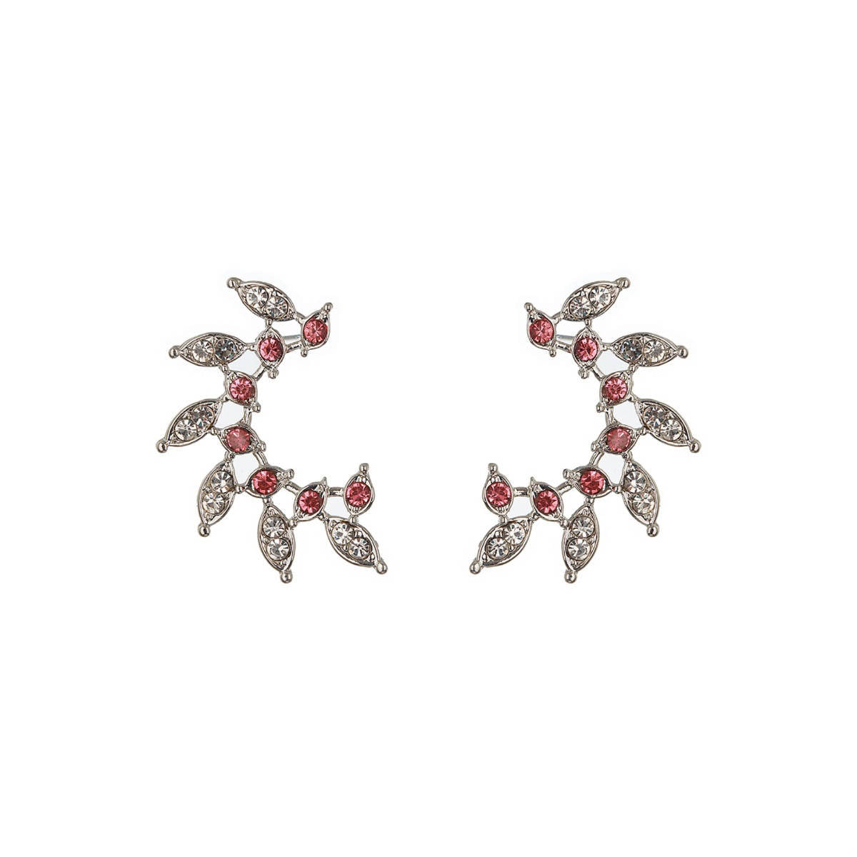 Aatmana Rhodium-Plated White and Pink Crystal-Studded Jewellery Set