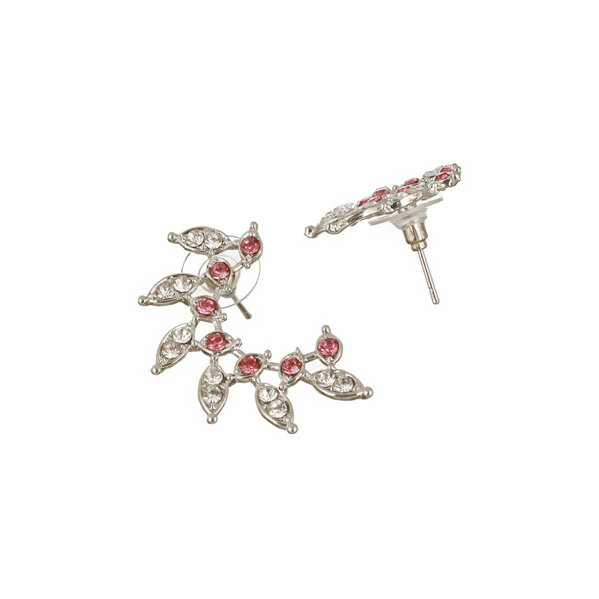 Aatmana Rhodium-Plated White and Pink Crystal-Studded Jewellery Set