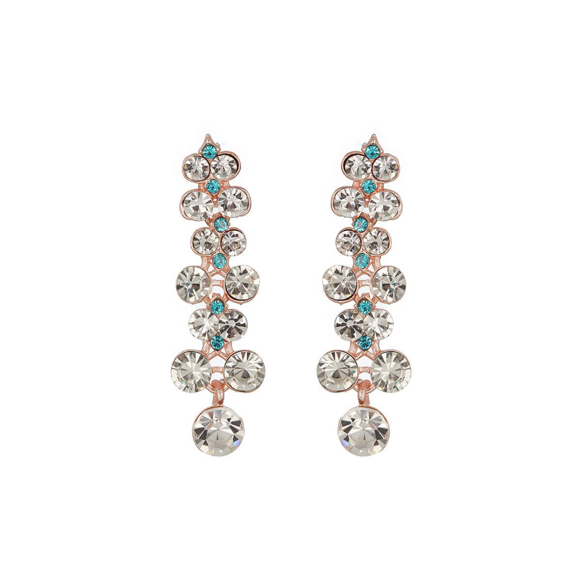 Aatmana Rhodium-Plated Blue and White Crystal-Studded Fascinating Designer Jewellery Set