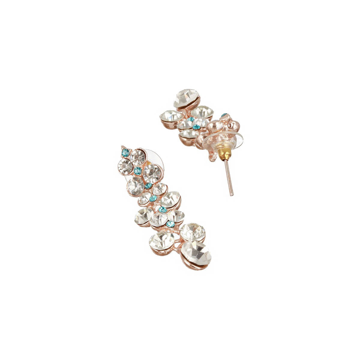 Aatmana Rhodium-Plated Blue and White Crystal-Studded Fascinating Designer Jewellery Set