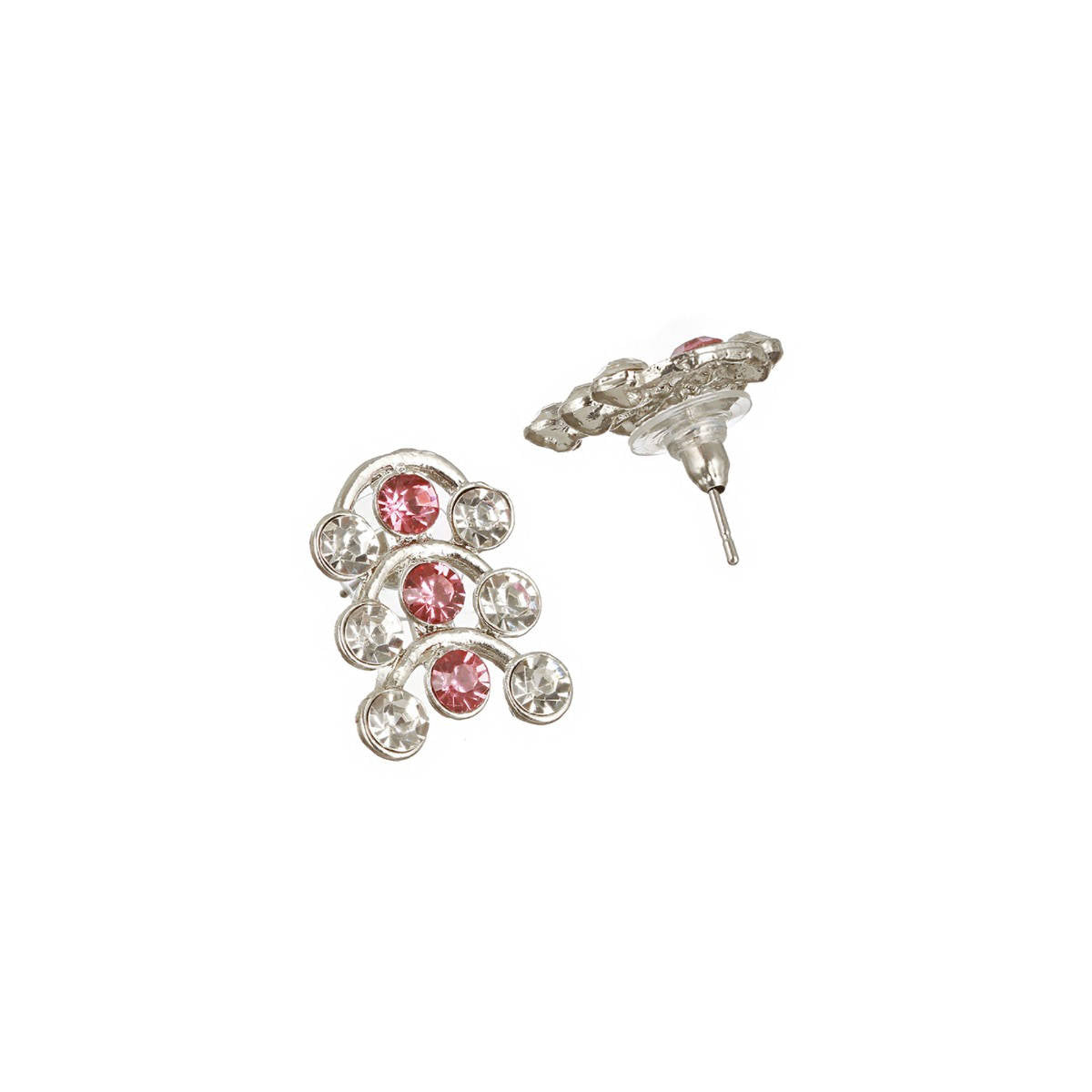 Aatmana Rhodium-Plated Silver-Toned Pink and White AD-Studded Jewellery Set