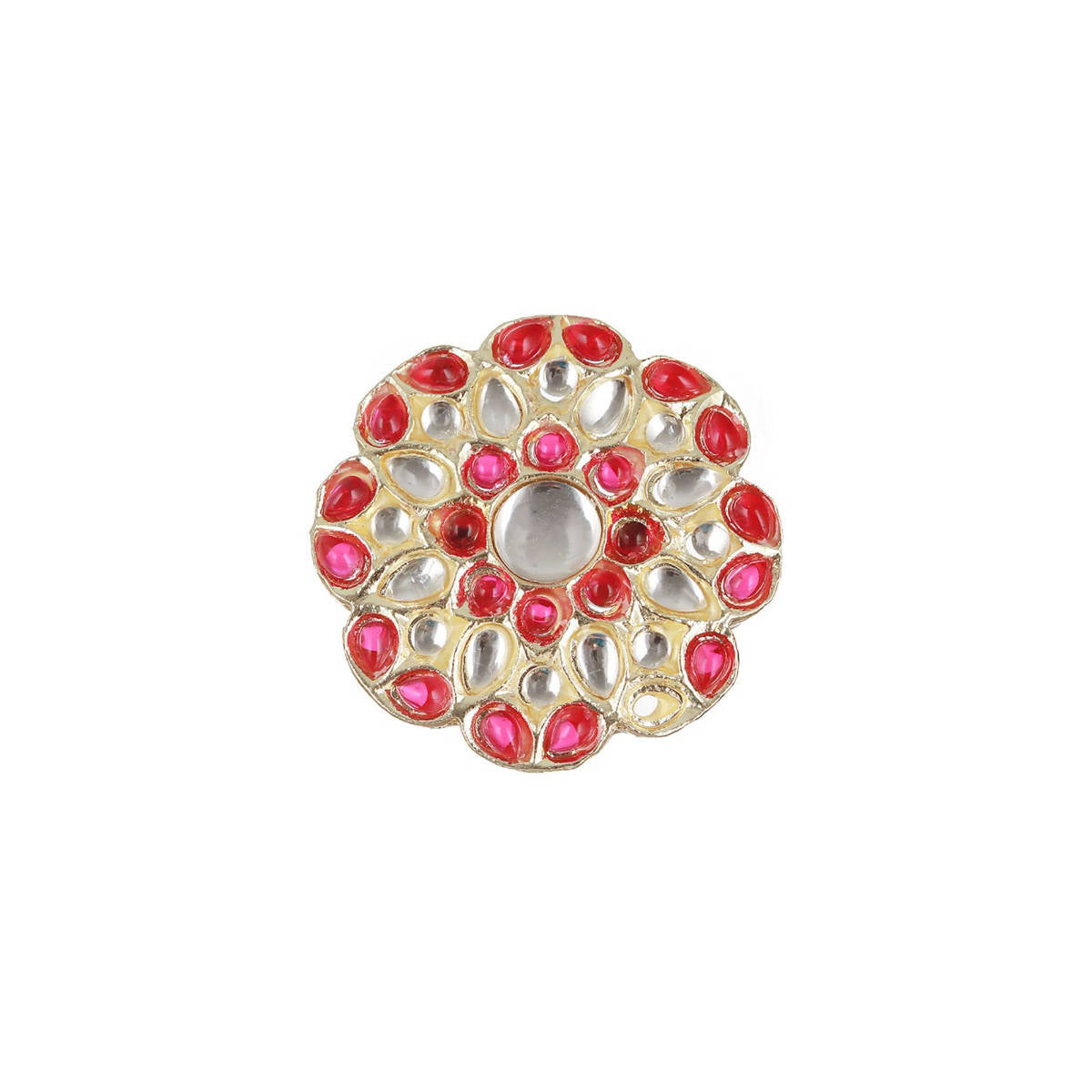 Aatmana Gold-Plated Red and White Kundan-Studded and Beaded Traditional Jewellery Set