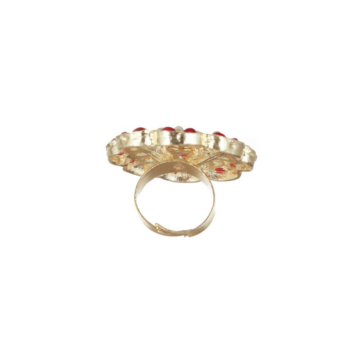 Aatmana Gold-Plated Red and White Kundan-Studded and Beaded Traditional Jewellery Set