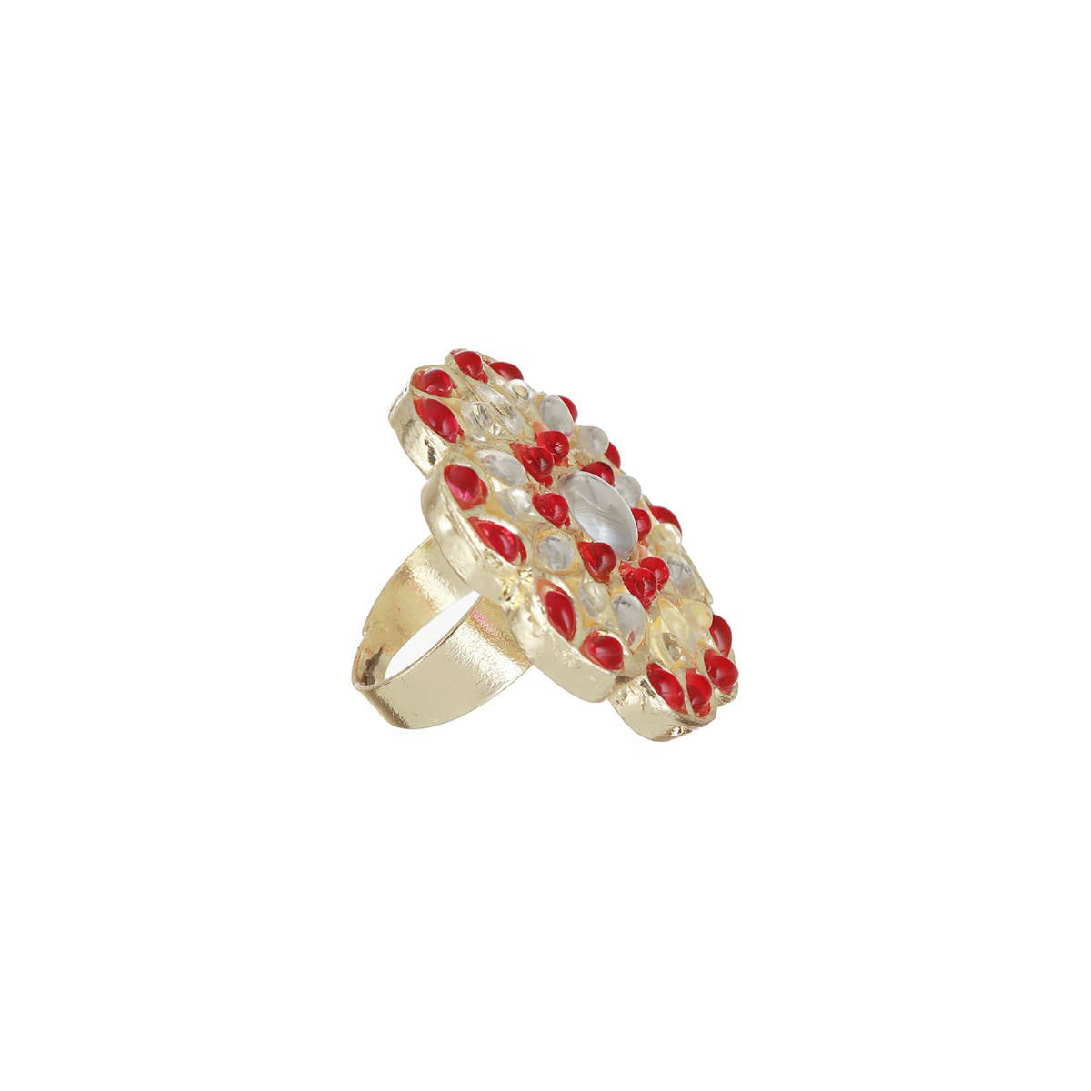 Aatmana Gold-Plated Red and White Kundan-Studded and Beaded Traditional Jewellery Set