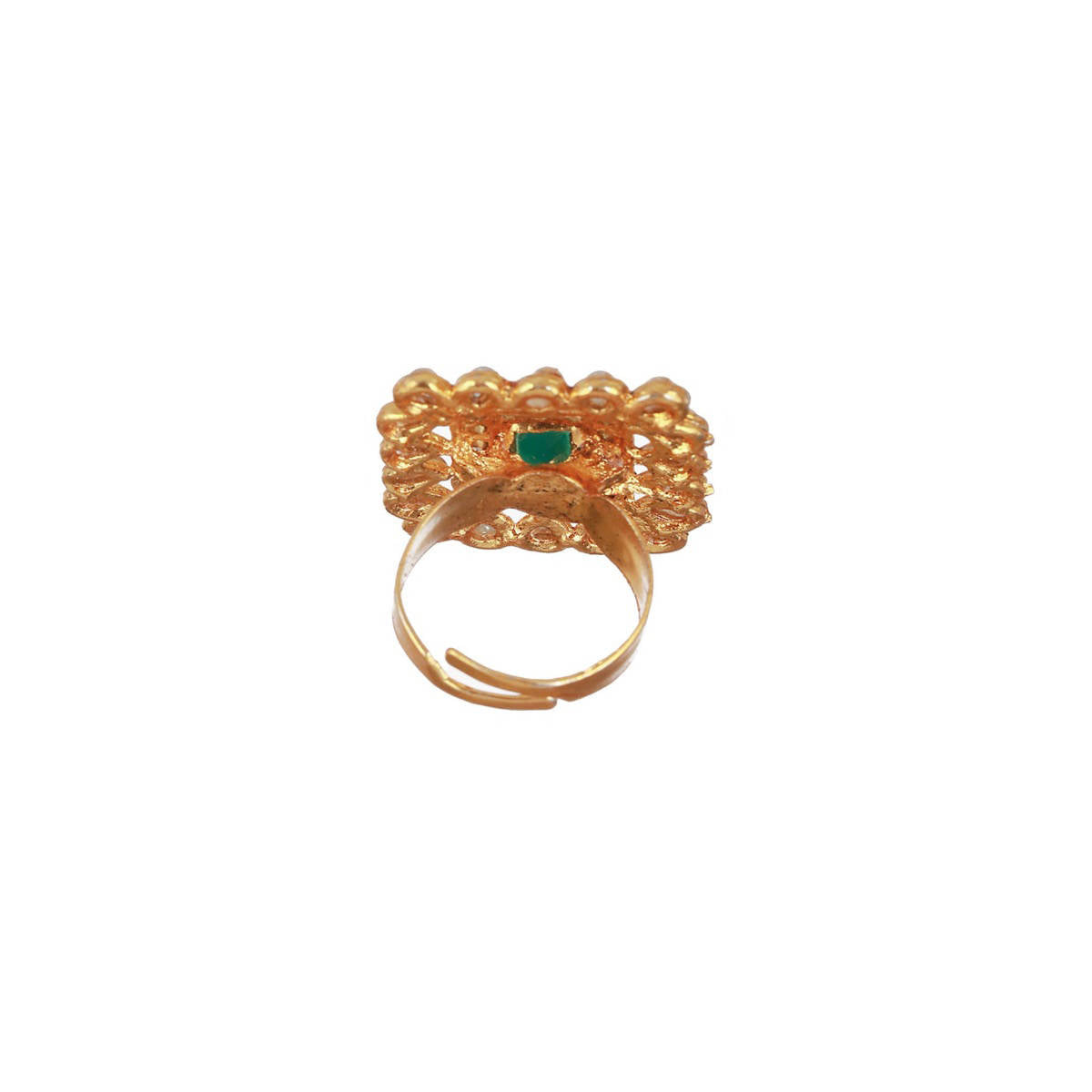 Aatmana Gold-Plated Green and Pink Kundan-Studded Temple Jewellery Set