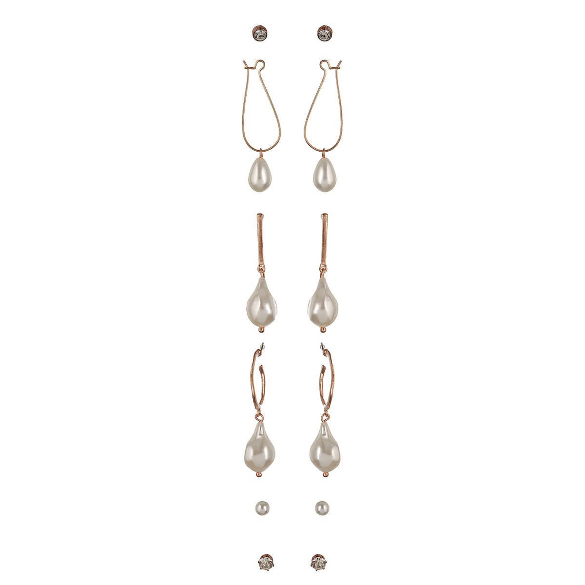 Aatmana Set of 6 Gold-Plated Pearl Drop Earrings