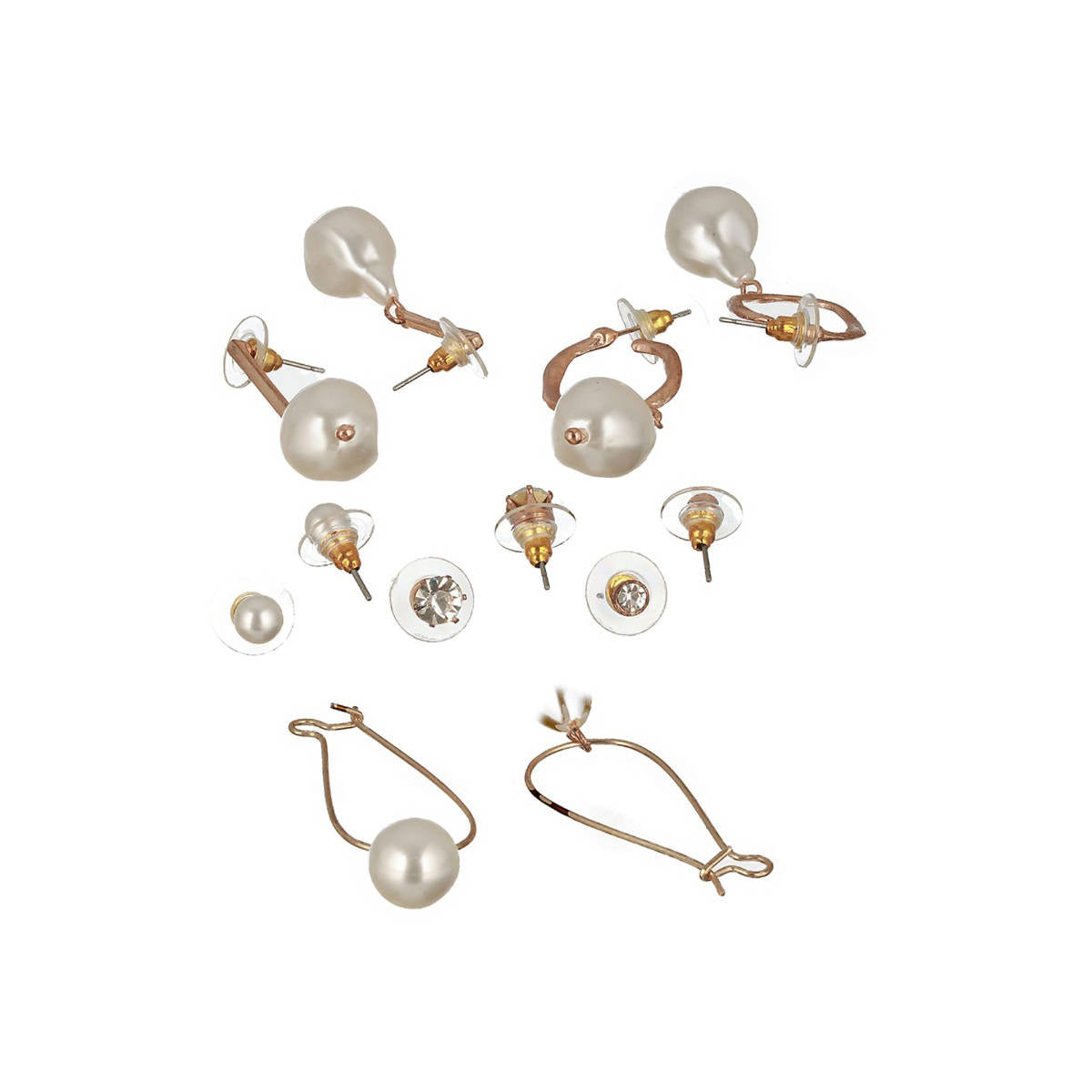 Aatmana Set of 6 Gold-Plated Pearl Drop Earrings