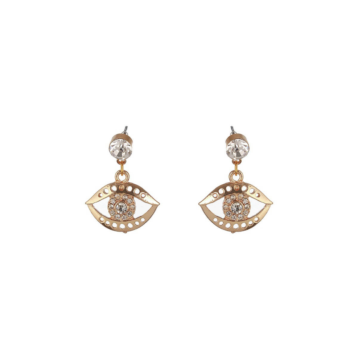 Aatmana Set of 2 Gold Plated Evil Eye and Floral Drop Earrings