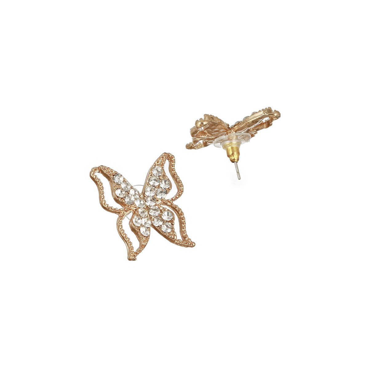 Aatmana Gold Plated and CZ Studded Butterfly Shaped Stud Earrings