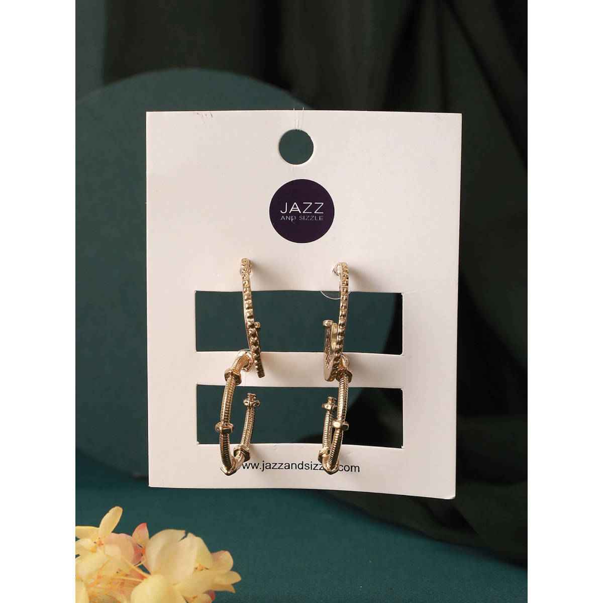 Aatmana Set of 2 Gold-Toned Half Hoop Earrings