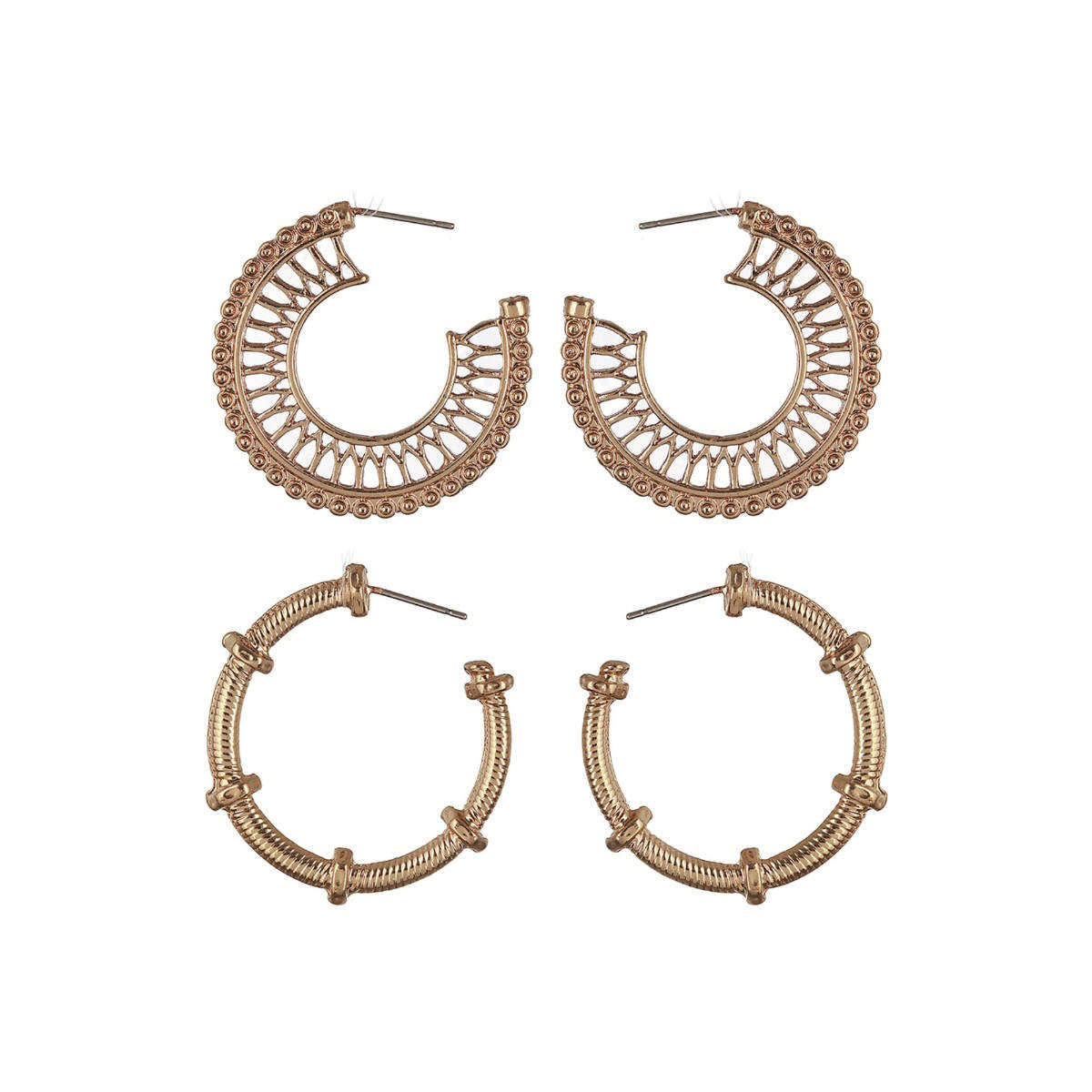 Aatmana Set of 2 Gold-Toned Half Hoop Earrings