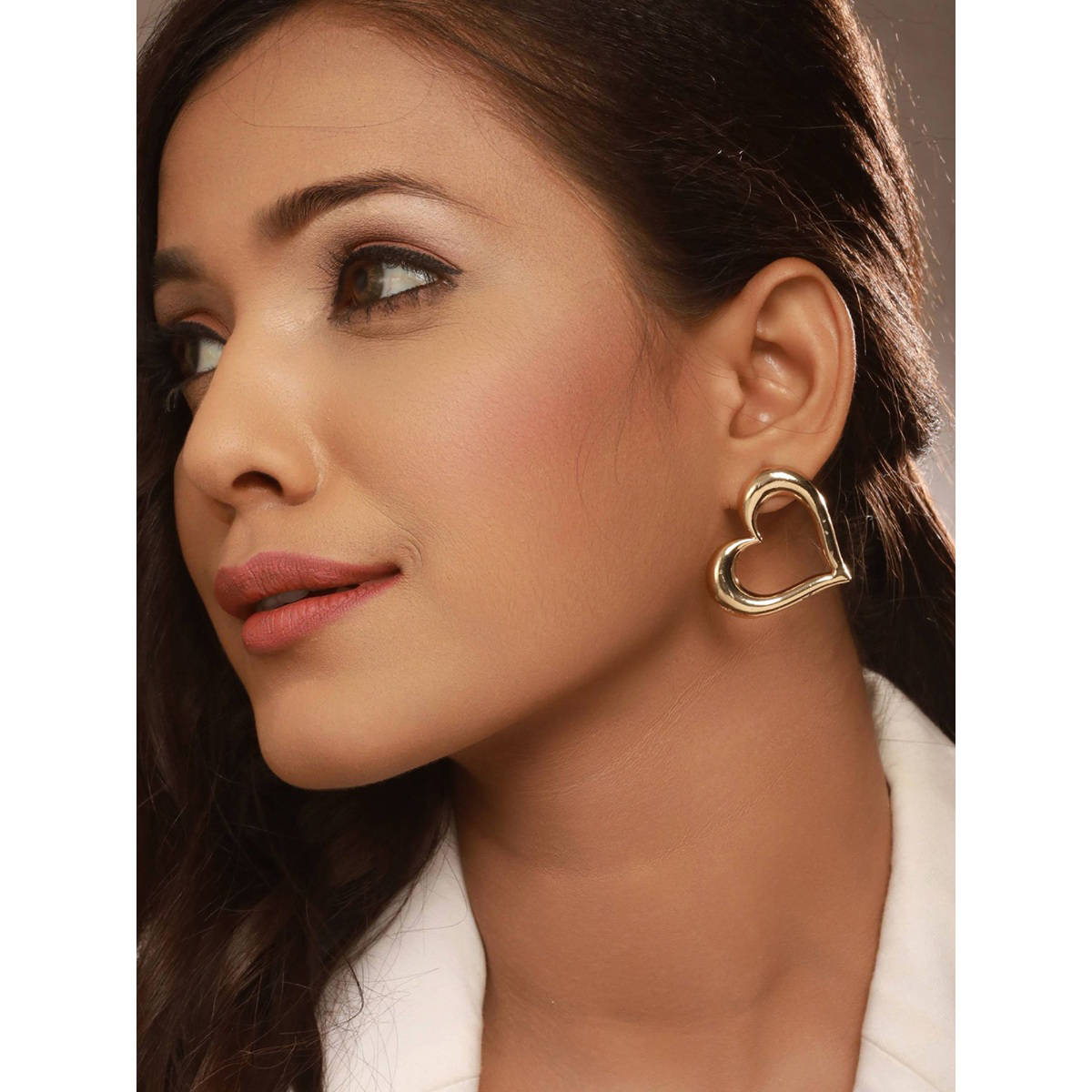 Aatmana Gold Plated Heart Shaped Stud Earrings · One Size