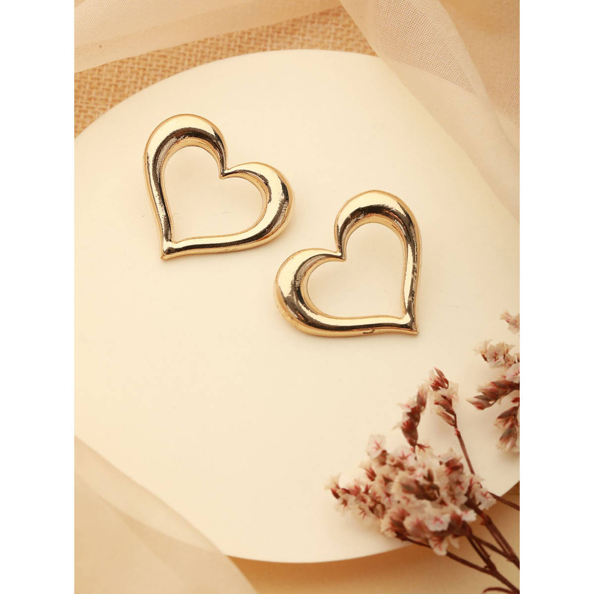 Aatmana Gold Plated Heart Shaped Stud Earrings