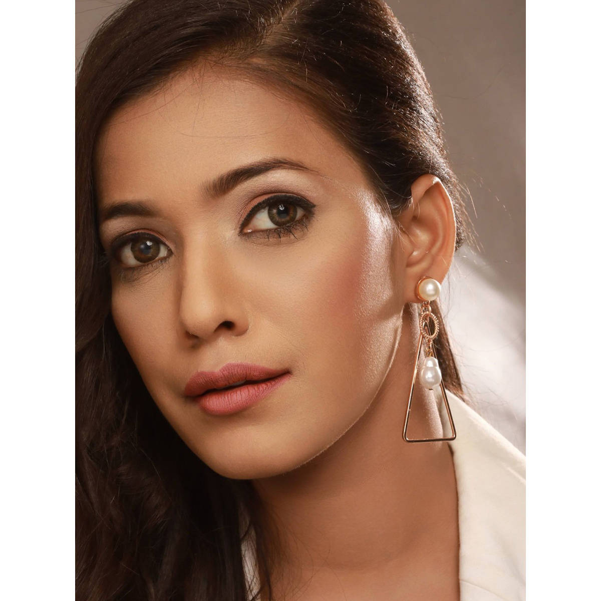 Aatmana Gold Plated Geometric Pearl Drop Earring · One Size