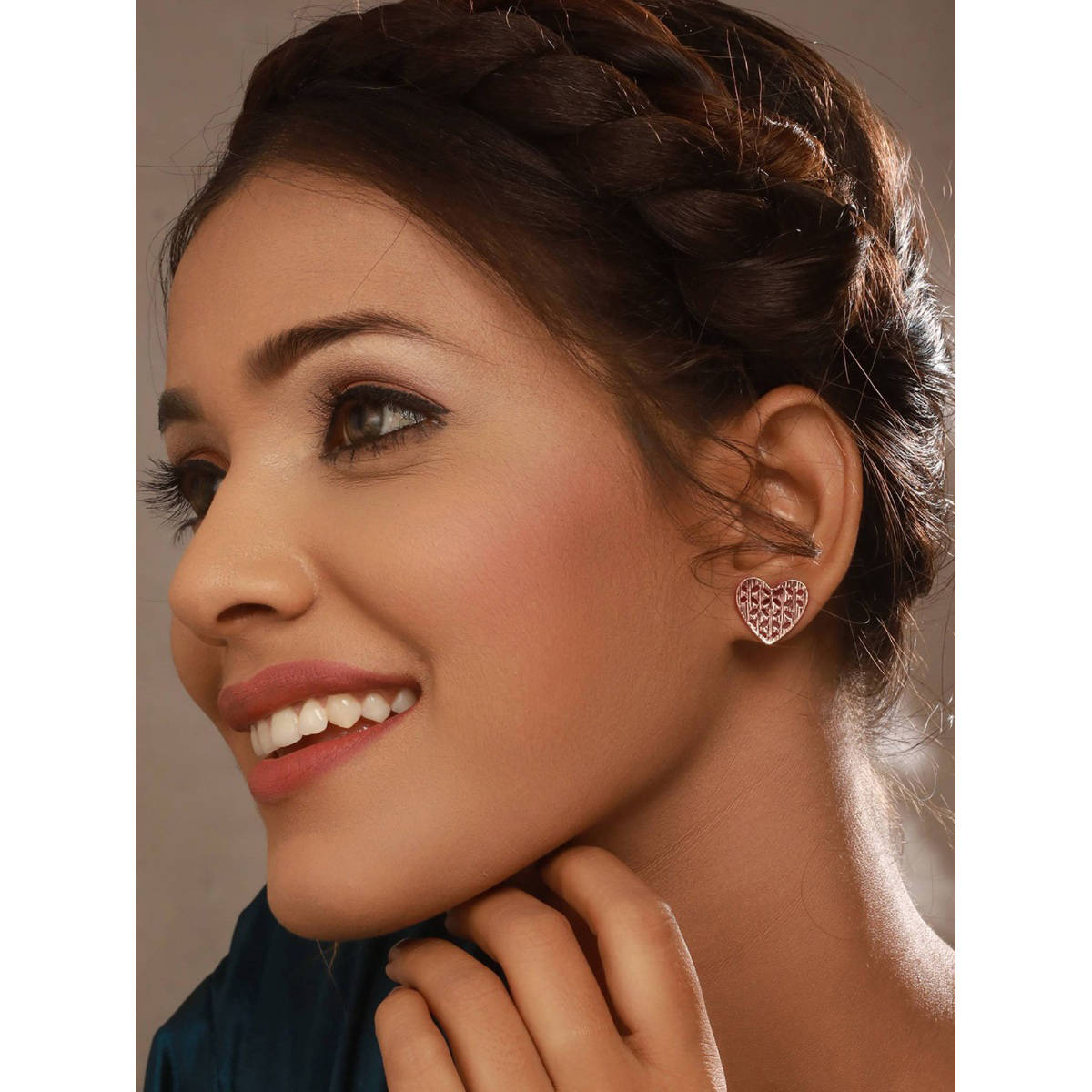 Aatmana Set of 3 Rosegold-Plated Heart Shaped Stud Earrings