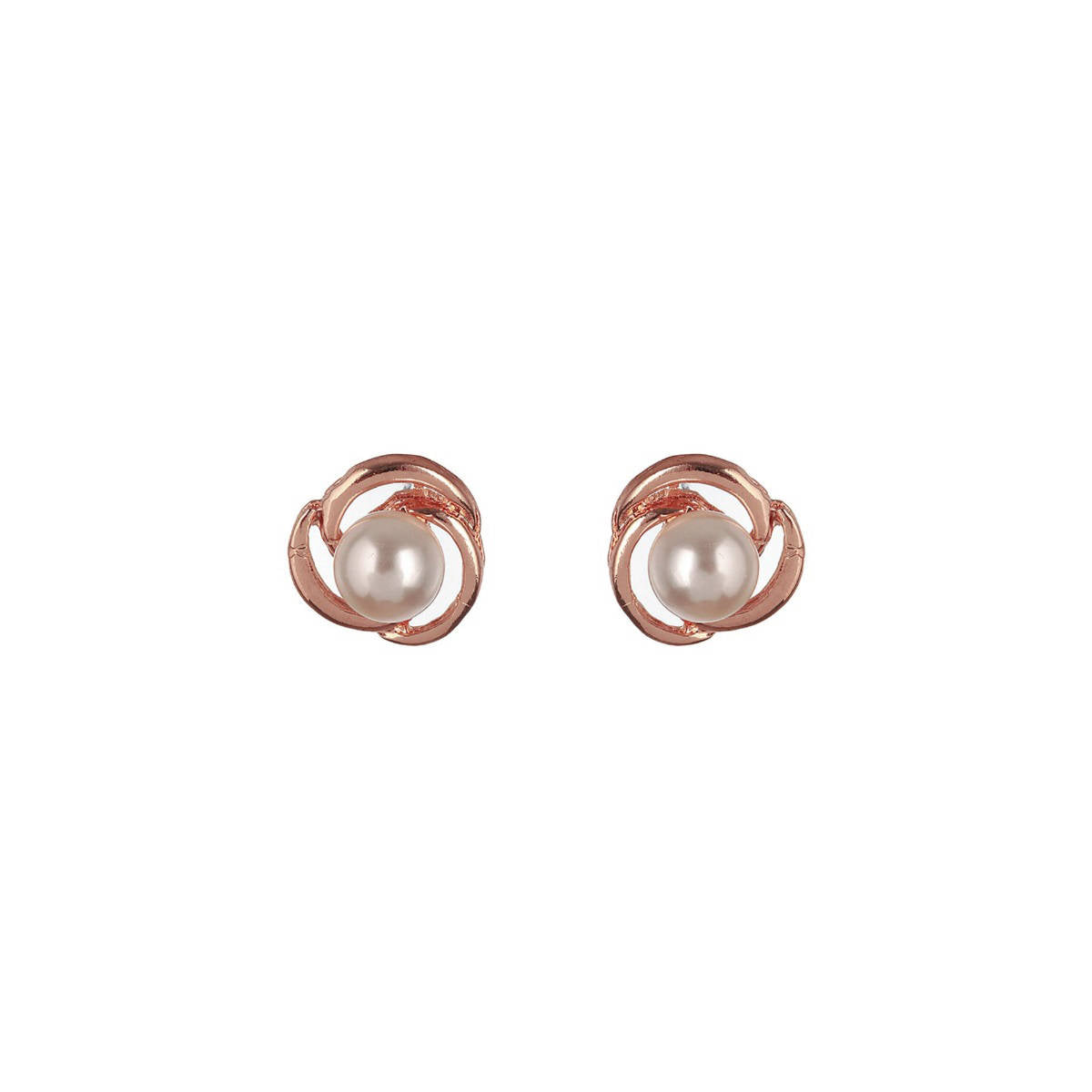 Aatmana Set of 2 Rose Gold Plated and Pearl Floral Stud Earrings