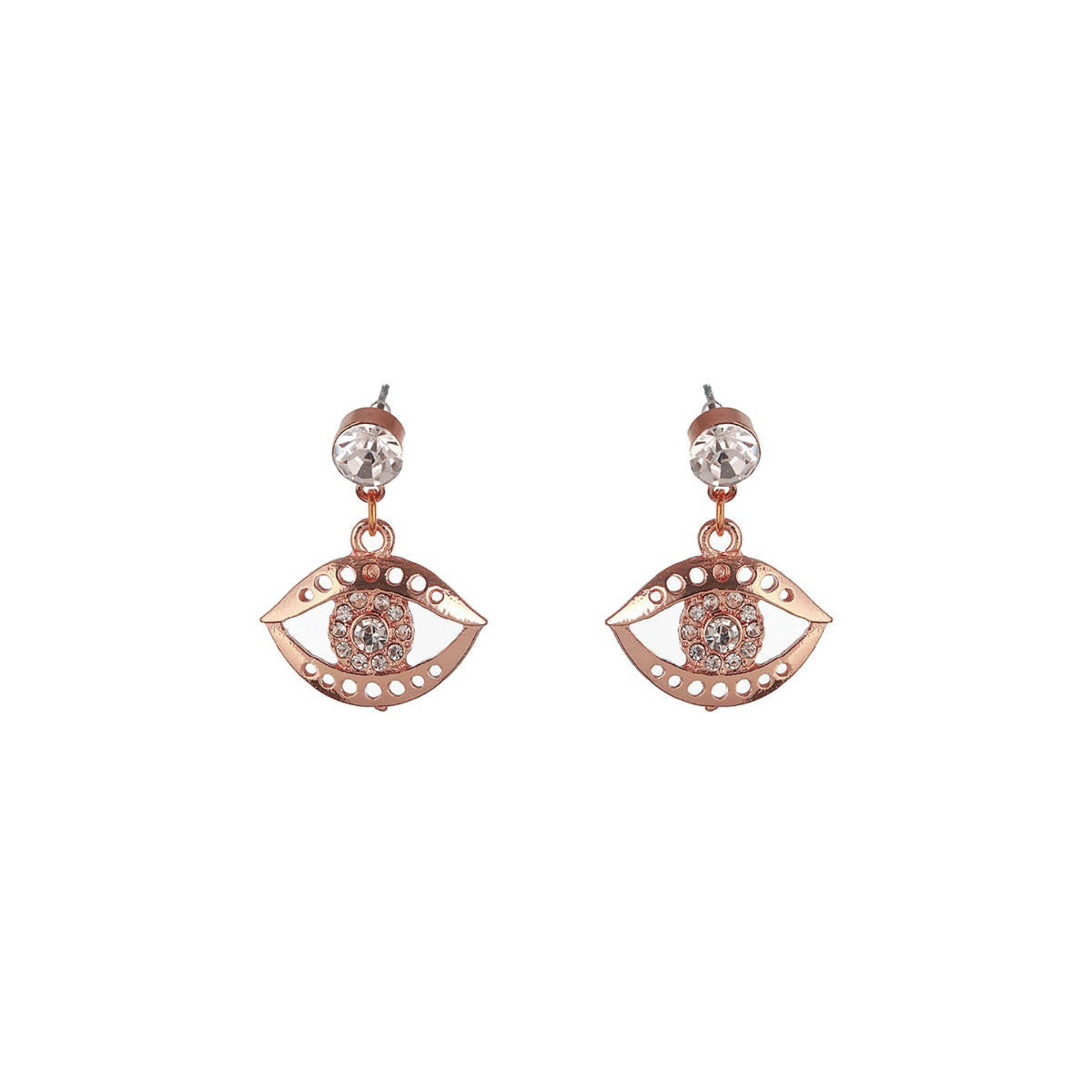 Aatmana Set of 2 Rose Gold Plated Evil Eye and Floral Drop Earrings