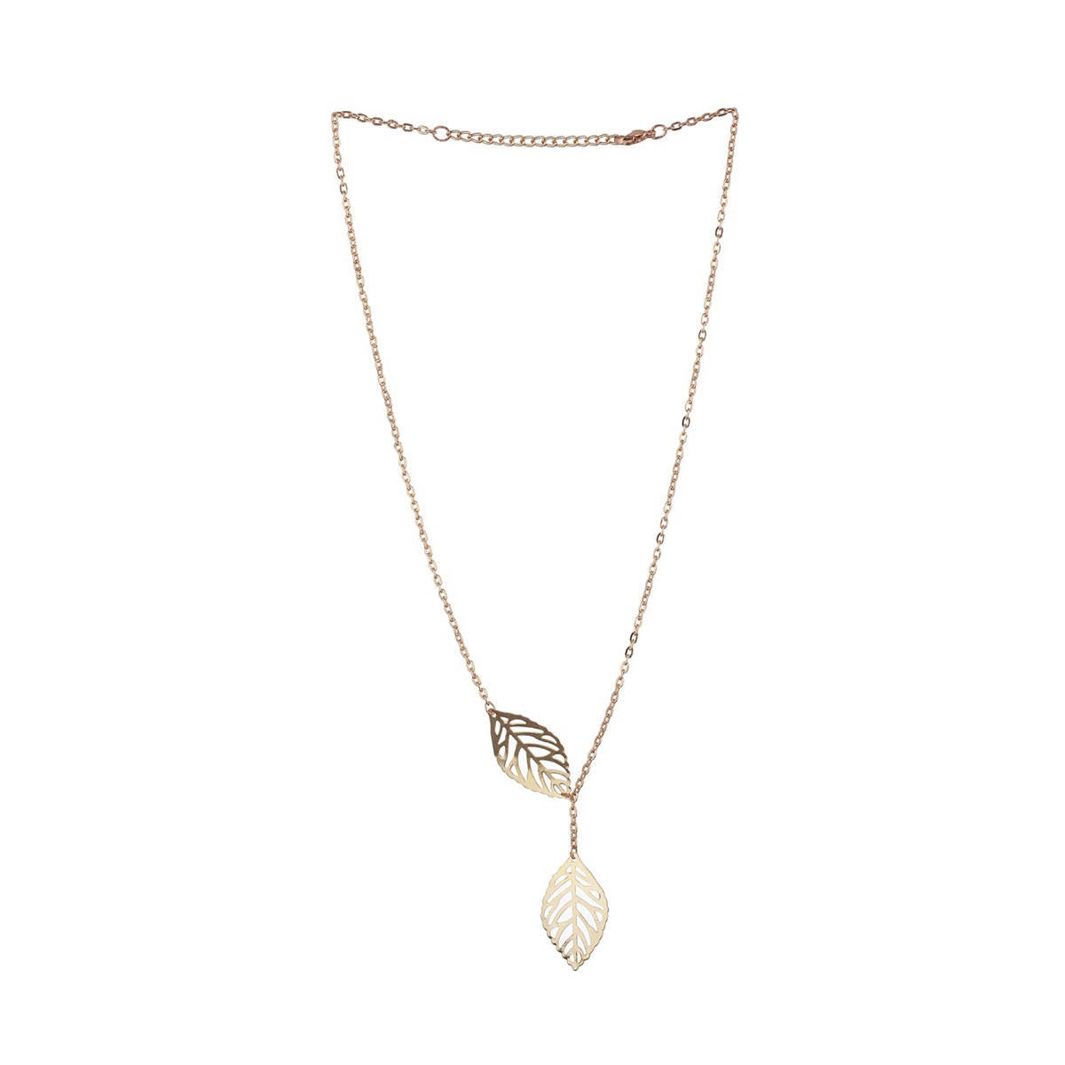 Aatmana Set of 2 Heart Enamelled Pendant and Leaf Charm Necklace