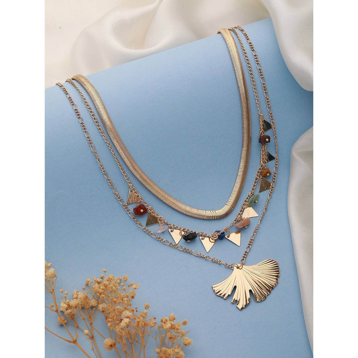 Aatmana Gold-Toned and Gold-Plated Floral Layered Necklace