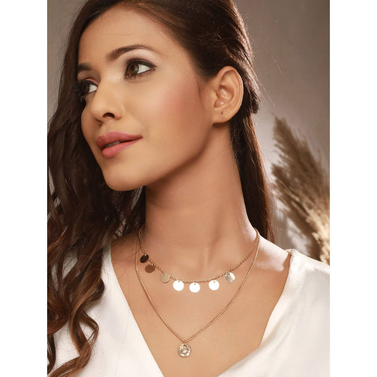 Aatmana Gold Toned and Gold-Plated Layered Coin Necklace · One Size