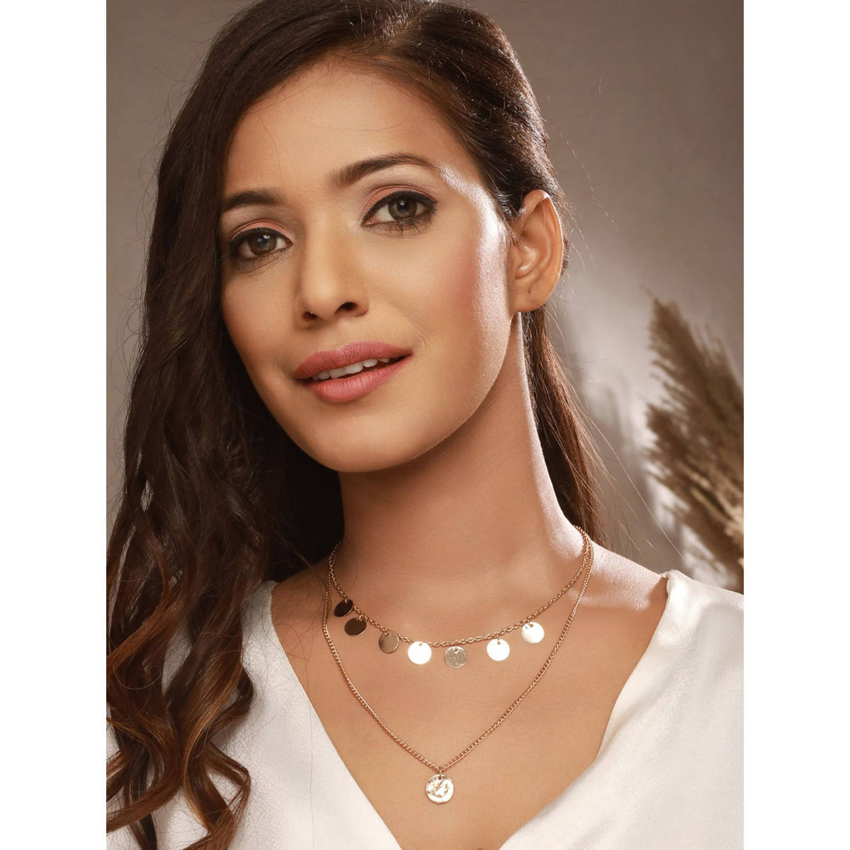 Aatmana Gold Toned and Gold-Plated Layered Coin Necklace · One Size
