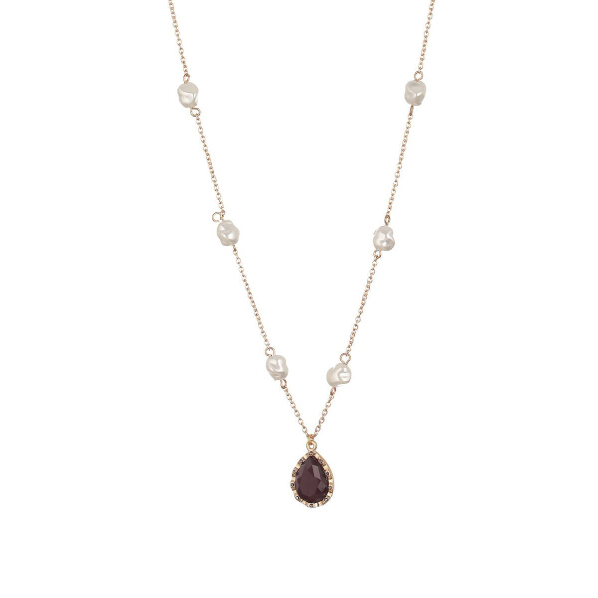 Aatmana Gold-Plated Black Stone and Pearl Necklace