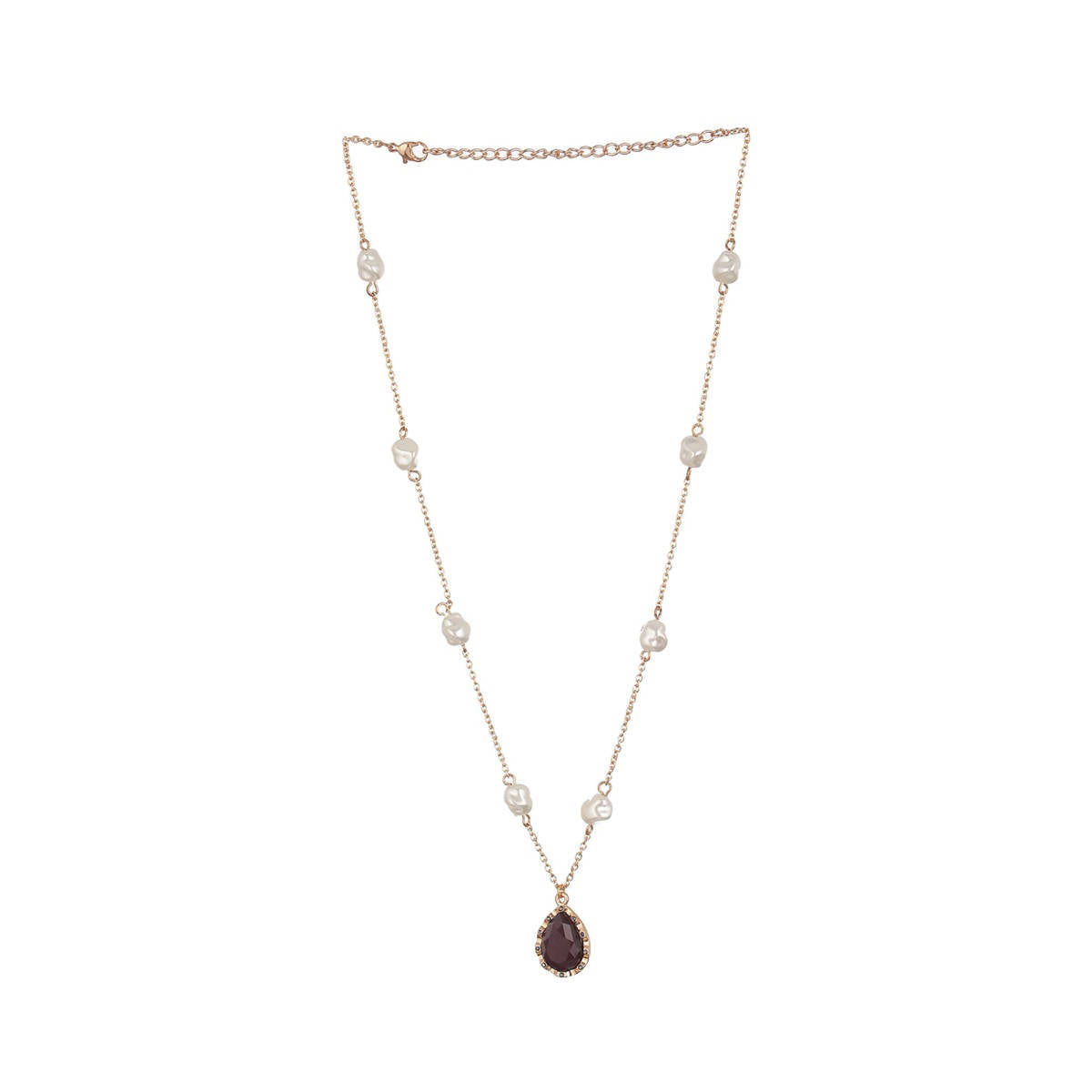 Aatmana Gold-Plated Black Stone and Pearl Necklace