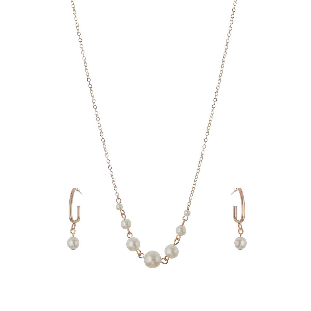 Aatmana Woman Gold-Toned and White Gold-Plated Necklace with Earrings