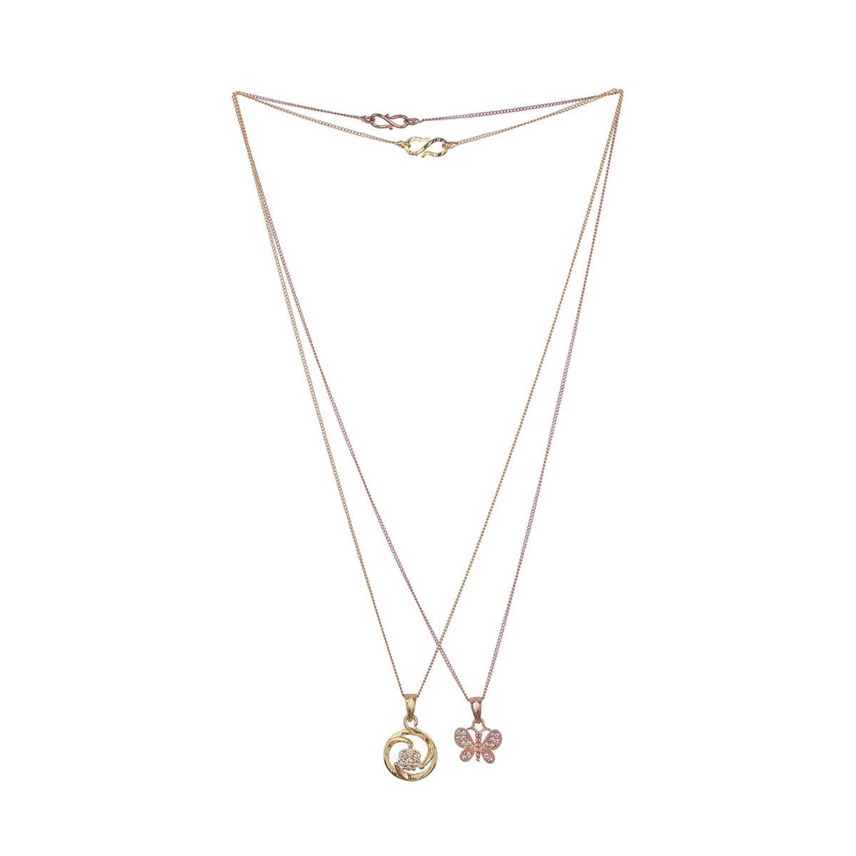 Aatmana Set of 2 Rose gold Plated and Floral Gold Plated Necklace