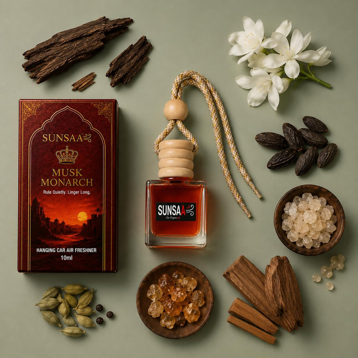 Premium Car Hanging Perfume Diffuser Combo Pack of 2 | Oudh Sultan & Musk Monarch Fragrance | Luxury Car Air Freshener for Car, SUV, Office & Home | Hanging Car