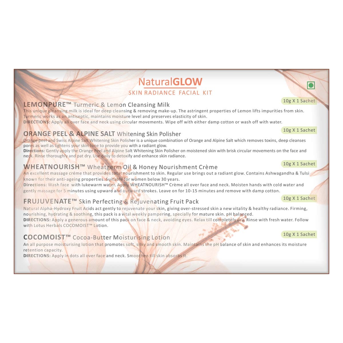 Lotus Herbals - Natural Glow Kit Skin Radiance Facial Kit (50g)