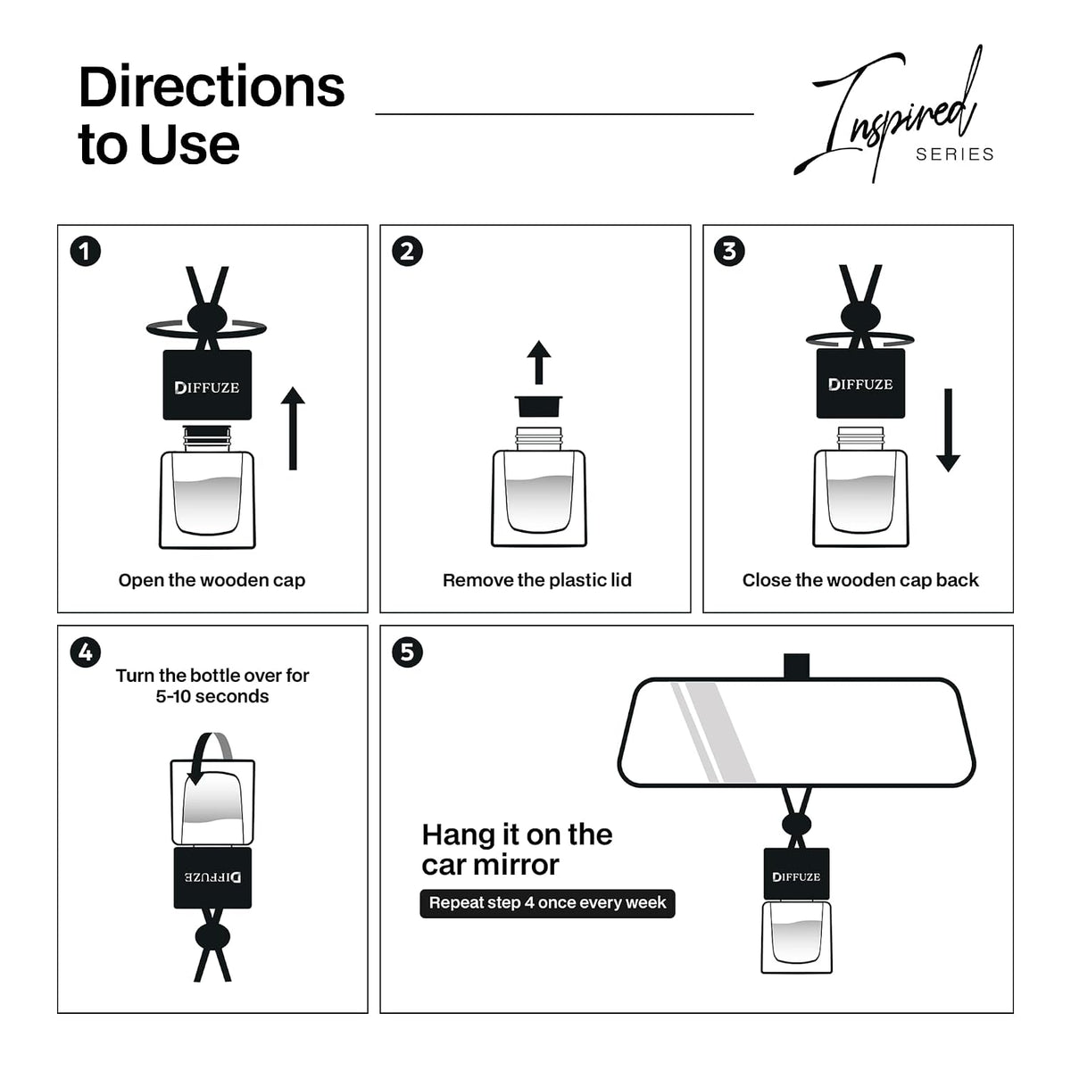 DIFFUZE Hanging Car Perfume - Inspired by Luxury Iconic fragrances | 10ml | Toxin-Free Car air freshener | Car Accessories for fresh aroma | Long Lasting Fragra