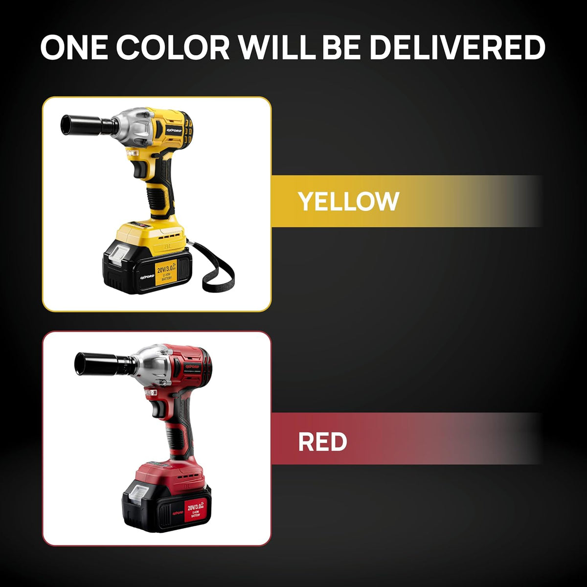 Tomahawk Oxford® OIW-3220 20V Brushless Cordless Impact Wrench Machine | 300Nm High Torque | ½” Square Drive + ¼” Hex | 2800 RPM | 3000 IPM | 2 x 3.0Ah Batterie