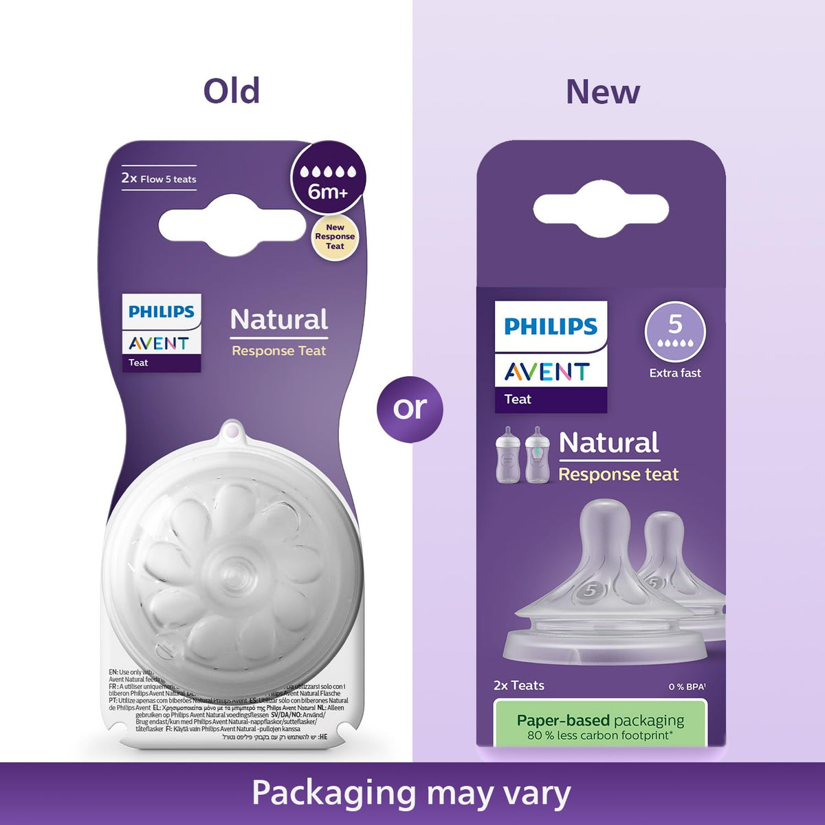 Philips Avent Natural Response Bottle Teat - 2 x Baby Bottle Flow 5 Teats for Babies Aged 6+ Months, BPA Free (Model SCY965/02)
