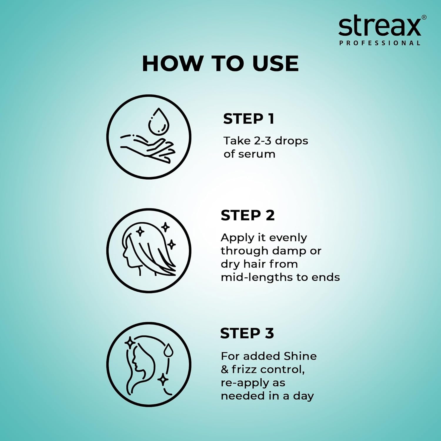 Streax Professional Vitariche Gloss Hair Serum,75 ml| Frizz-Free Hair | Enhance Shine and Smoothness | With Vitamin E & Macadamia Oil| | For All Hair Types