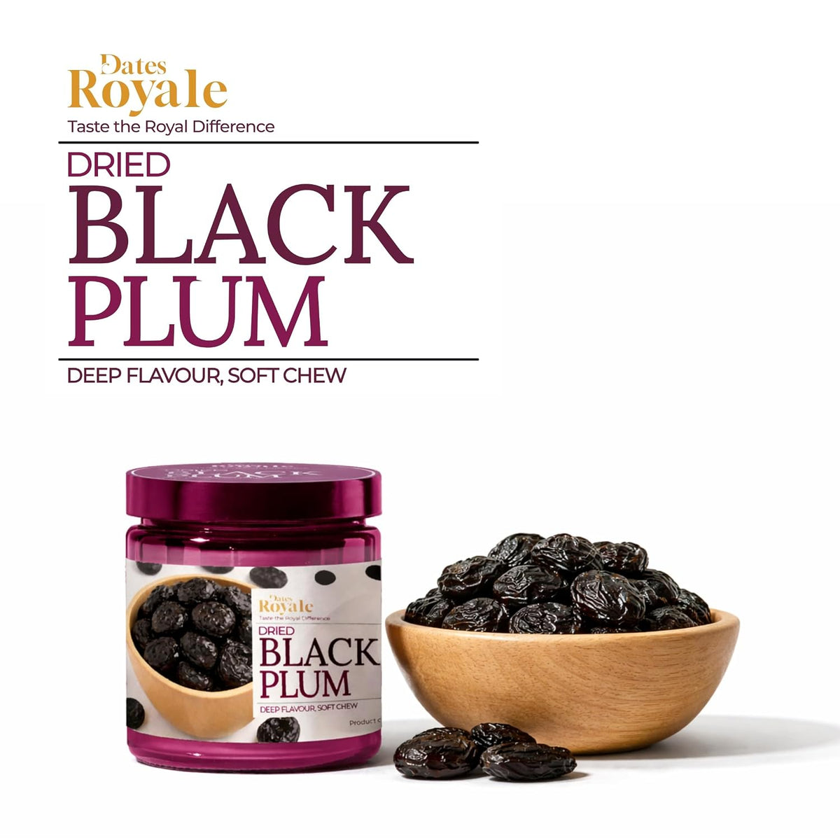 Dates Royale Premium Dried Black Plum 250g | Soft & Naturally Sweet Tangy Aloo Bukhara | Healthy Dried Fruit Snack | No Added Sugar | Rich in Fiber