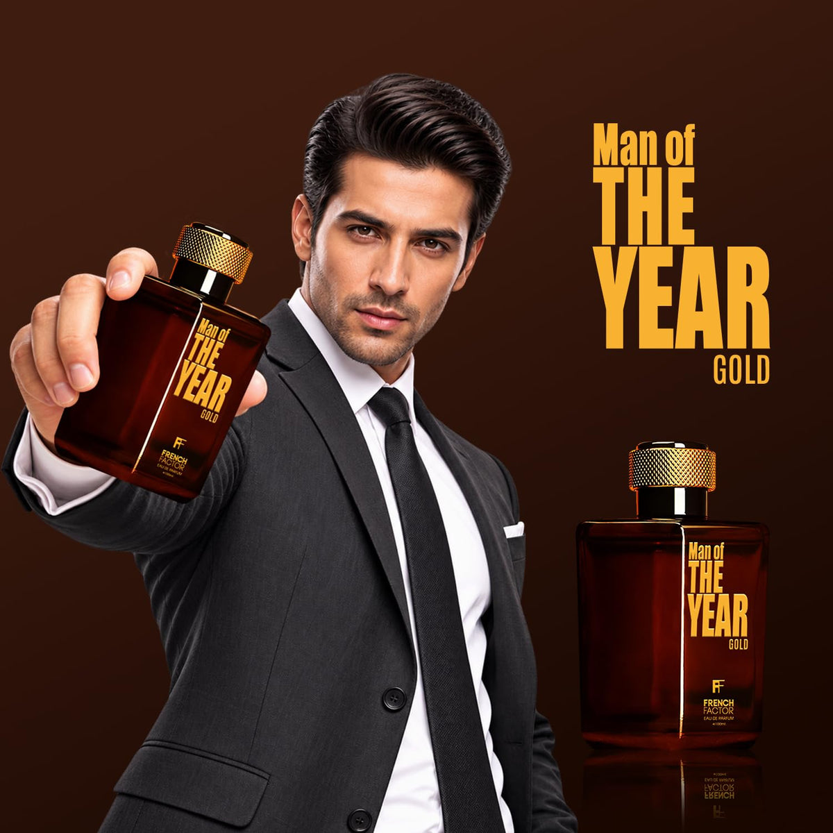 French Factor Man of The Year Gold Perfume For Man Long Lasting Fragrance With Woody Notes Eau De Parfum Gift For Boys (Pack of 1, 100ml)