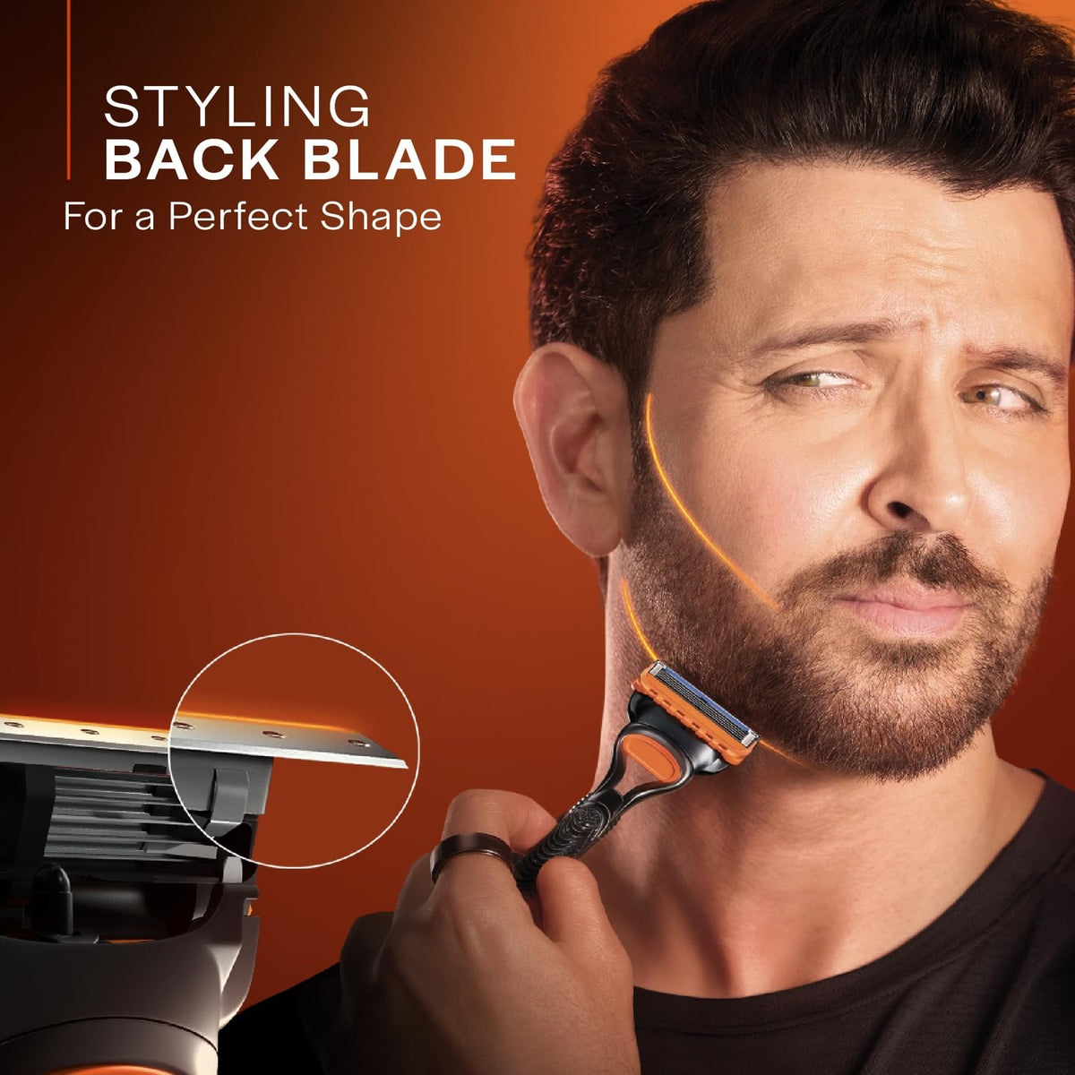Gillette Fusion Manual Blades for men with styling back blade - 4 count for Perfect Shave and Perfect Beard Shape 4 Carts
